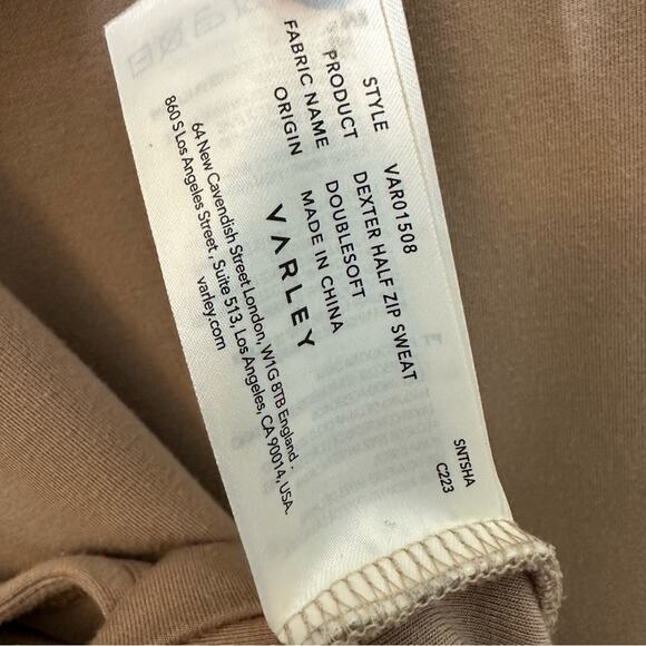 Varley Dexter Half Zip Sweat Top Taupe Neutral Athleisure Cape Collar Medium - Picture 11 of 16